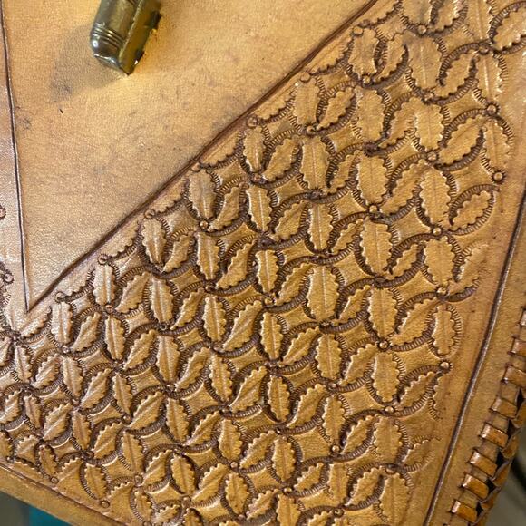 Vintage Handcrafted Embossed Leather Top Handle Bag – Artisan Signed western - Picture 5 of 8